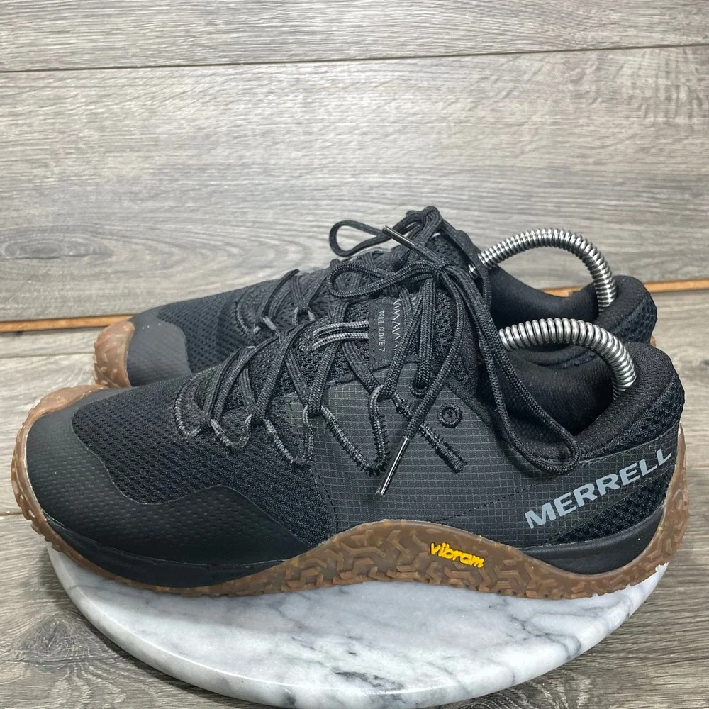 Merrell Shoes Womens 10 Trail Glove 7 Black Minimalist Running Sneaker Light
